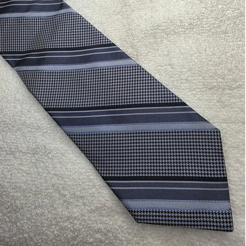 Nordstrom grey blue diagonal stripe houndstooth classic silk tie - 59.5